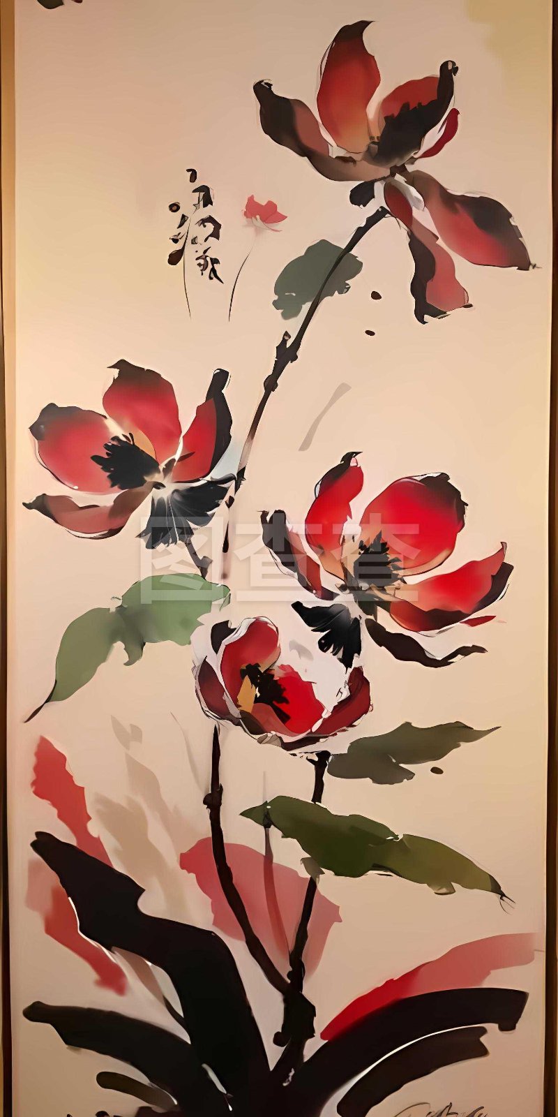 写意荷花国画作品